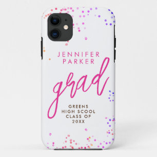 Funda Para iPhone 11 Tendencia Blanco Rosa Caliente Graduada Letra Manu