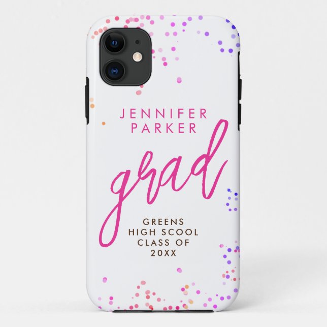 Funda De Case-Mate Para iPhone Tendencia Blanco Rosa Caliente Graduada Letra Manu (Reverso)