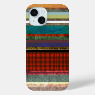 Funda Para iPhone 15 tendencia de Gingham arte rayado Grungy