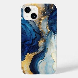 Funda Para iPhone 14 De Case-Mate Tendencia de tinta de alcohol dorada de la marina