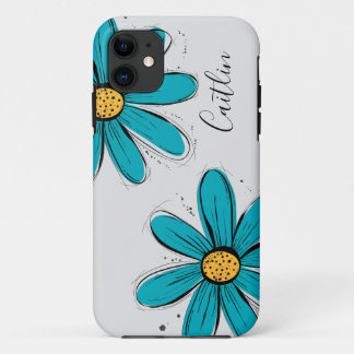 Funda Para iPhone 11 Tendencia del arte verde azulado inky de Daisy
