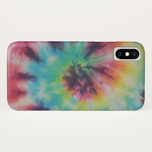 Funda De Case-Mate Para iPhone Teñido anudado espiral del arco iris fluorescente (Reverso (horizontal))