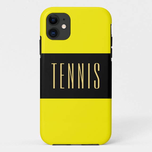 Funda De Case-Mate Para iPhone TENNIS Bold Moderno Black Bright Stripes Amarillas (Reverso)