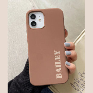 Funda Para iPhone 15 Terracota Minimalista Moderna con Nombre Personali