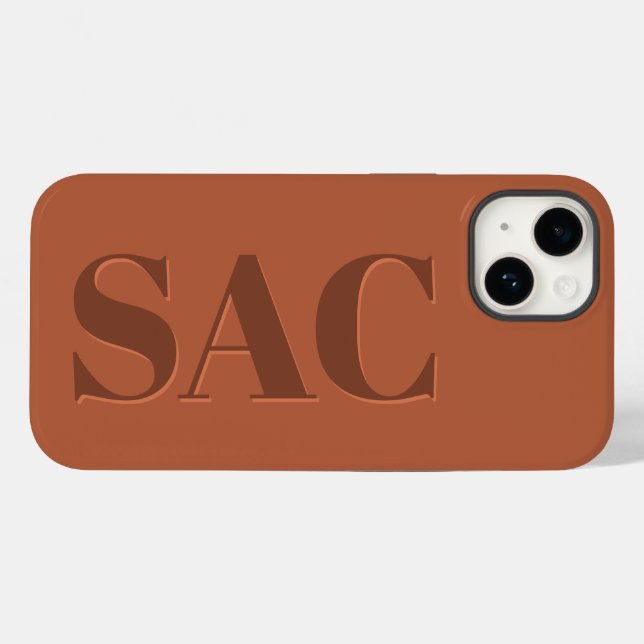 Funda De Case-Mate Para iPhone Terracota moderna inicial mínima contemporánea (Reverso (Horizontal))