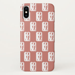 Funda Para iPhone X Terracota Rosa Blanco Patrón