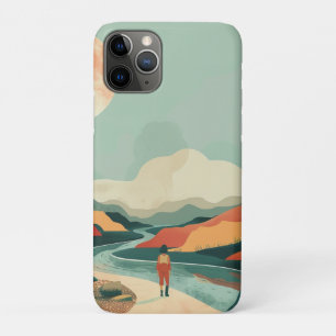 Funda Para iPhone 11 Pro Terracota Verde Teal Boho Río Montaña Viaje