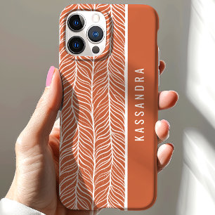 Funda Para iPhone 15 Terracota y nombre personalizado en espina de pesc