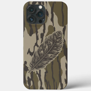 Funda Para iPhone 13 Pro Max Terrenos de Camuflaje Bosque Fondo de Pluma de Pav