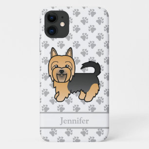 Funda Para iPhone 11 Terrier Australiano Azul y Canela Perro de Dibujos