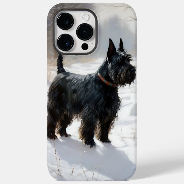 Funda De Case-Mate Para iPhone Terrier Escocés Deja que nieve Navidad (Reverso )