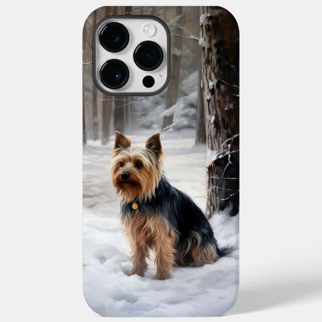 Funda De Case-Mate Para iPhone Terrier Sedoso Deja que nieve Navidad  (Reverso )