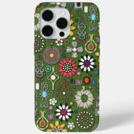 Funda Para iPhone 15 Pro Max tesoros de joyas de boho verde