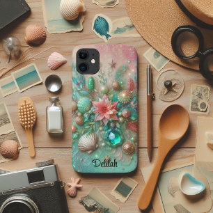 Funda Para iPhone 11 Tesoros de menta glamurosa y océano de coral