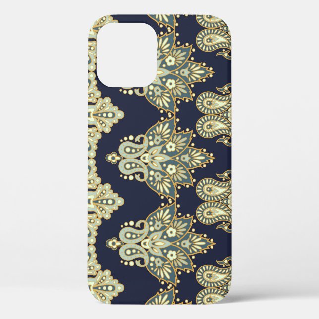 Funda De Case-Mate Para iPhone Textil Asiático: Ilustracion Floral Paisley (Reverso )