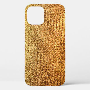 Funda Para iPhone 12 Textil dorado: fondo macro glamoroso.