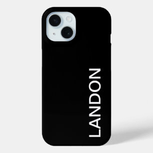 Funda Para iPhone 15 Texto blanco y negro moderno y atrevido