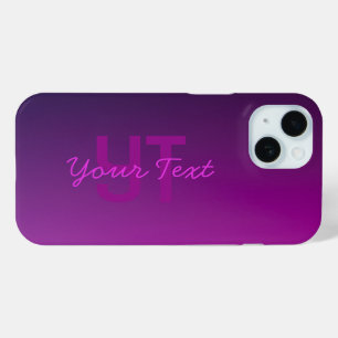 Funda Para iPhone 15 Texto con Monograma Editable Moderno y Efecto Ombr