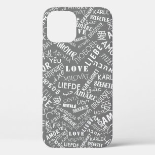 Funda Para iPhone 12 Texto de amor multilingüe Estuche para iPhone Eleg