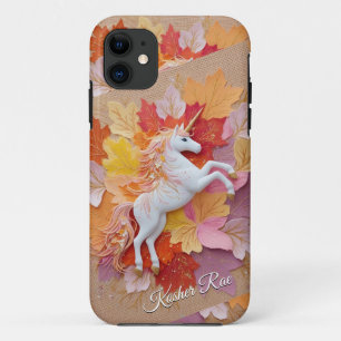 Funda Para iPhone 11 Texto de Flores de Tonos Pastel de Unicornio de Ot