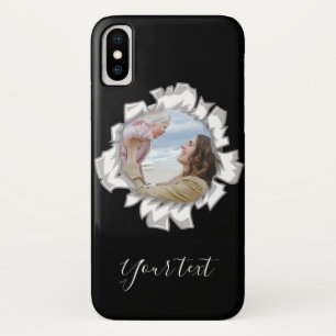 Funda Para iPhone X Texto de foto personalizada elegante y negro