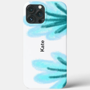 Funda Para iPhone 13 Pro Max texto de nombre agregar a florales de acuarela mor