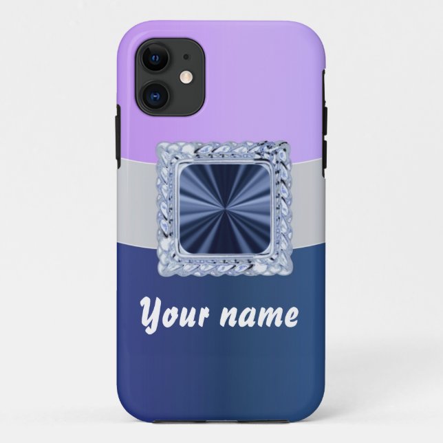 Funda De Case-Mate Para iPhone Texto de personalizable malva y azul (Reverso)