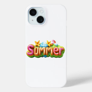 Funda Para iPhone 15 Texto de verano colorido