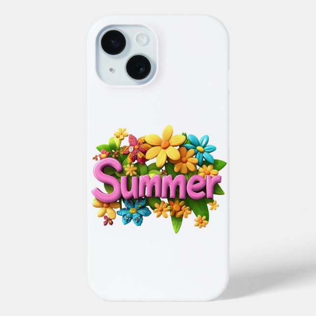 Funda De Case-Mate Para iPhone Texto de verano con flores (Reverso )