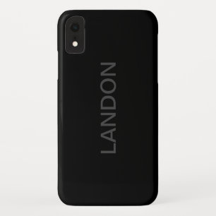 Funda Para iPhone XR Texto editable moderno   Gris oscuro y negro