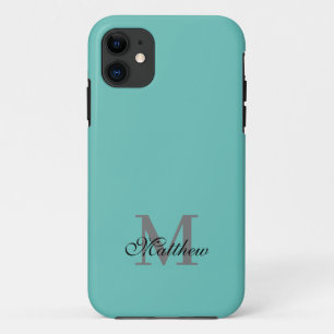 Funda Para iPhone 11 texto inicial y de nombre del personalizado verde