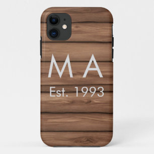 Funda Para iPhone 11 texto marrón rústico boho agregar nombre letra año
