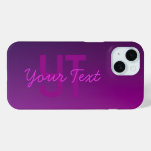 Funda Para iPhone 15 Texto modernamente editable con monograma y ombre 
