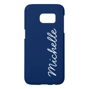 Funda Para Samsung Galaxy S7 Texto o nombre cursivo clásico azul y Personalizad