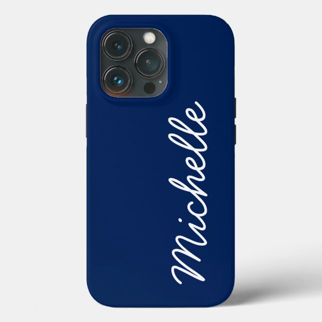 Funda De Case-Mate Para iPhone Texto o nombre cursivo clásico azul y Personalizad (Reverso )