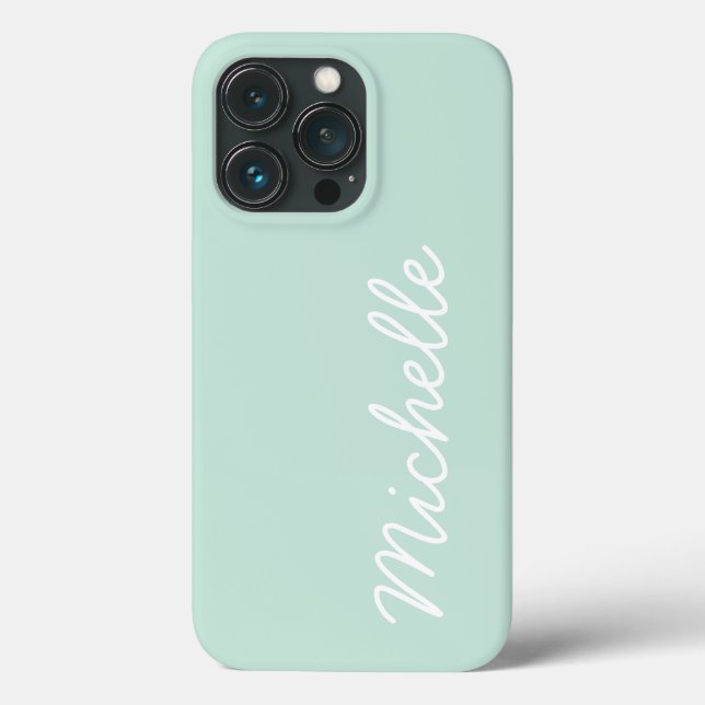 Funda De Case-Mate Para iPhone Texto o nombre cursivo verde y Personalizado blanc (Reverso )