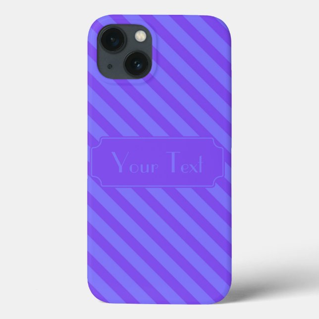 Funda De Case-Mate Para iPhone Texto personalizable Diagonal Rayas Violeta Púrpur (Reverso)