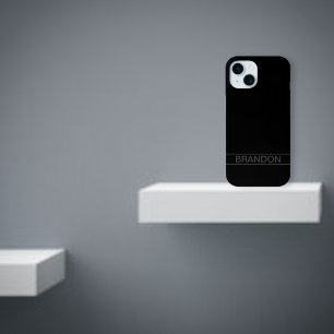Funda Para iPhone 15 Texto personalizable   Negro moderno en negrita y 