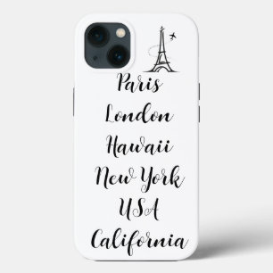 Funda Para iPhone 13 texto personalizado diseño moderno parís blanco ne