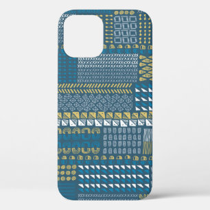 Funda Para iPhone 12 Textos y formas dibujadas a mano Patrón de cosecha