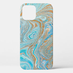Funda Para iPhone 12 Textura abstracta de mármol azul