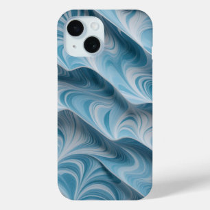 Funda Para iPhone 15 Textura abstracta de mármol blanco azul en 3D