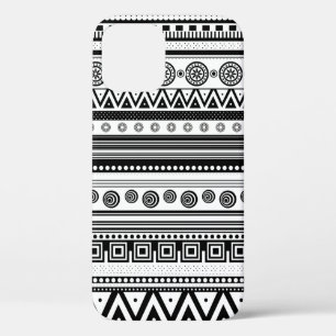 Funda Para iPhone 12 Pro Textura azteca decorativa de color negro