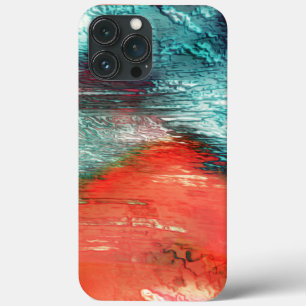 Funda Para iPhone 13 Pro Max Textura azul naranja rústica con forma costera