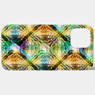 Funda Para iPhone 13 Pro Max Textura colorida quemada de locura, cuadrados abst