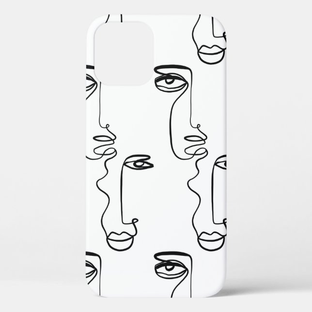 Funda De Case-Mate Para iPhone Textura con caras abstractas. Una línea continua p (Reverso )