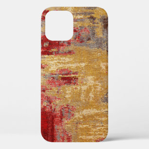 Funda Para iPhone 12 Textura de alfombra roja-dorada oriental.