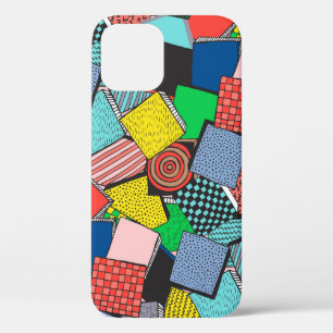 Funda Para iPhone 12 Textura de bloques abstractos dibujados a mano