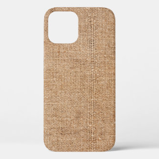 Funda Para iPhone 12 Textura de burrega marrón, mantel rústico.