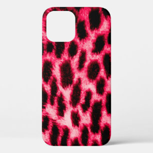 Funda Para iPhone 12 Textura de cuero leopardo con colores negro y rojo